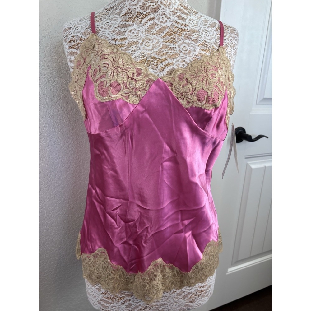 Vtg Deadstock Nygard Collection Pink 100% Silk Lace Cami Wmn's Top NWT Coquette - Picture 2 of 10